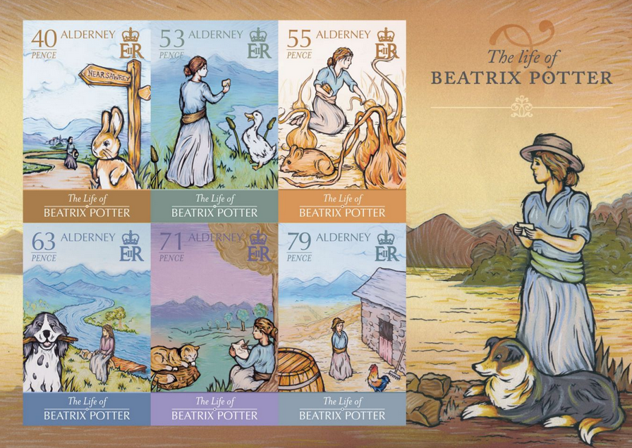 Life-of-Beatrix-Potter-Alderney-postage-stamps-collection