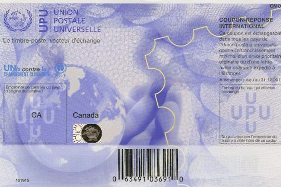 International Reply Coupon Nairobi Model Canada Hologram and UPU emblem