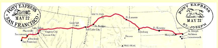Transcontinental Pony Express Route