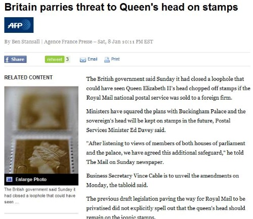 AFP News Queen's Head To Be Chopped Off?
