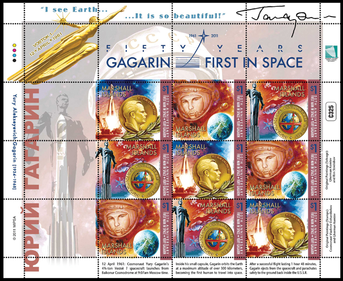 Marshall Islands - Yury Gagarin - Space on Stamps
