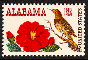 USA 1969 Camellia and Yellow-Shafted Flicker Bird