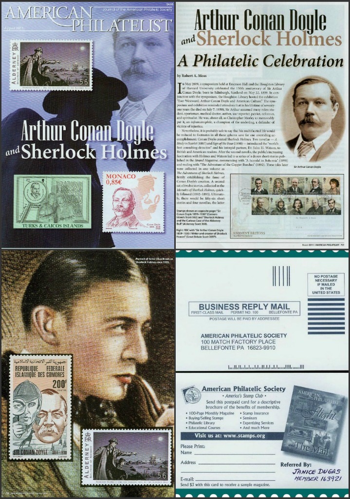 Sherlock Holmes Arthur Conan Doyle on stamps
