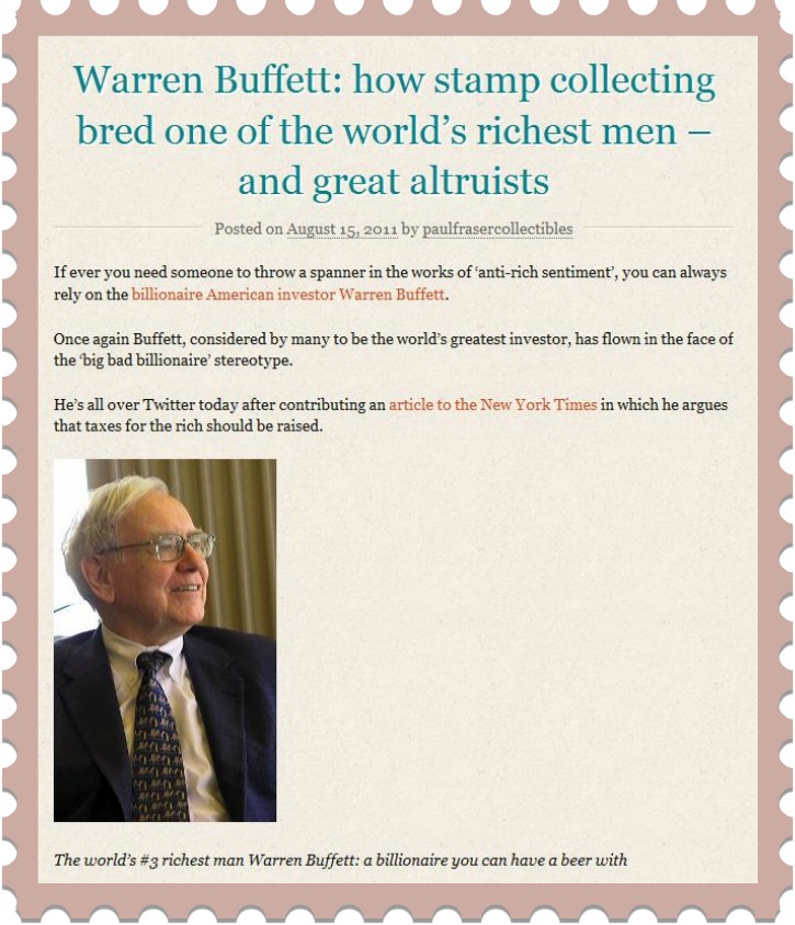 Paul Fraser Article On Warren Buffet And Stamp Collecting