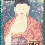 Bhudda on postage stamp from India