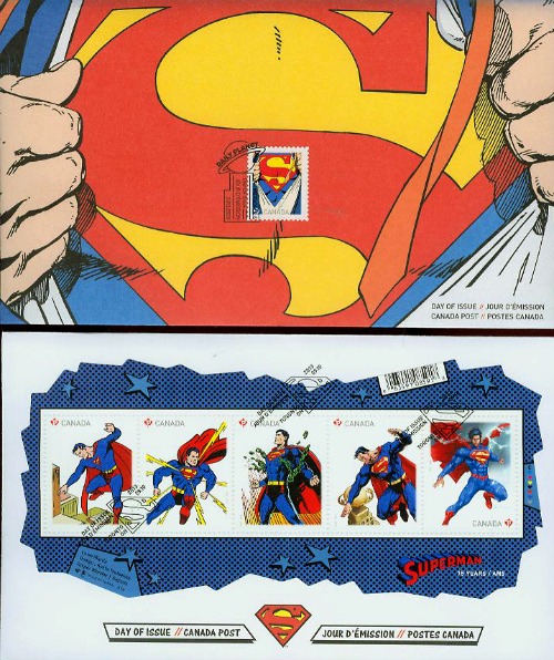 canadian superman postage stamps on FDC